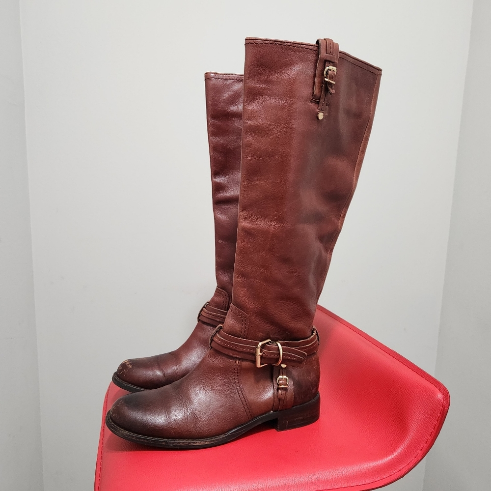 Vince Camuto Women's Brown Leather Knee High Brown Boots Size 8.5 B